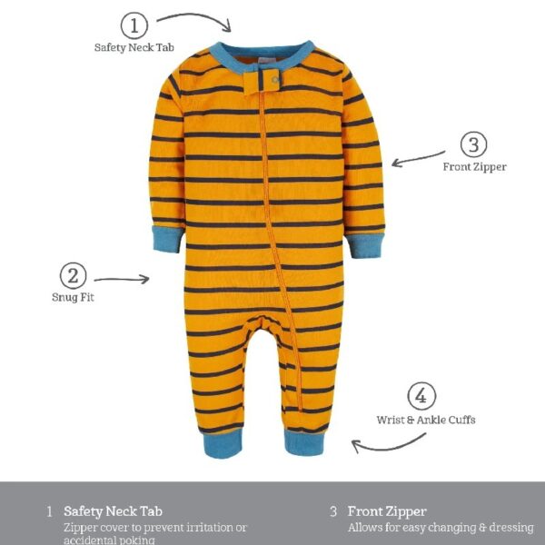 Brand Gender Neutral Footless Unionsuits, 3-Pack, Sizes 0/3 Months - 5T