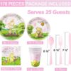 178pcs Pink Winnie Bear Baby Shower Pooh Party Supplies Decorations Oh Baby Plates and Napkins Tableware Set for Boys Girls Newborn Kids Cups Tablecloth Banner Birthday Decorations for 25 Guests