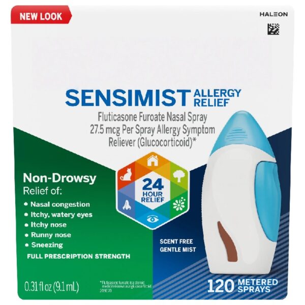 Sensimist Non-Drowsy Decongestant Allergy Relief Medicine Nasal Spray, 120 Sprays