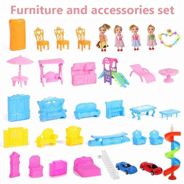 Dollhouse 16 Room Play House with Furniture and Light Toys for Ages 3+