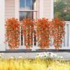 4PCS Artificial Flowers outdoor Spring Summer Decor Fake Hanging Plants UV Resistant Faux Plastic Greenery Hanging Flowers for Outside Gardens Porch Wall Home Indoor,ORANGE&YELLOW
