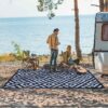 Outdoor Rugs Waterproof Plastic Straw Mat 6'x9' Reversible for RV Patio Deck Beach Black & Brown