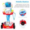 Play Doctor Kit for Kids, Pretend Medical Station Set with Carrying Case, Mobile Cart - Blue