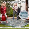 Outdoor Rug Carpet 6'x9' Waterproof Reversible Patio Rug Portable Modern Abstract Indoor Outdoor Rug Plastic Straw Rug for RV Camping Garden Picnic Deck Backyard Porch Decor Gray and White