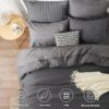 Queen Seersucker Comforter Set with Sheets Dark Grey Bed in a Bag 7-Pieces All Season Bedding Sets with Comforter, Pillow Sham, Flat Sheet, Fitted Sheet, Pillowcase