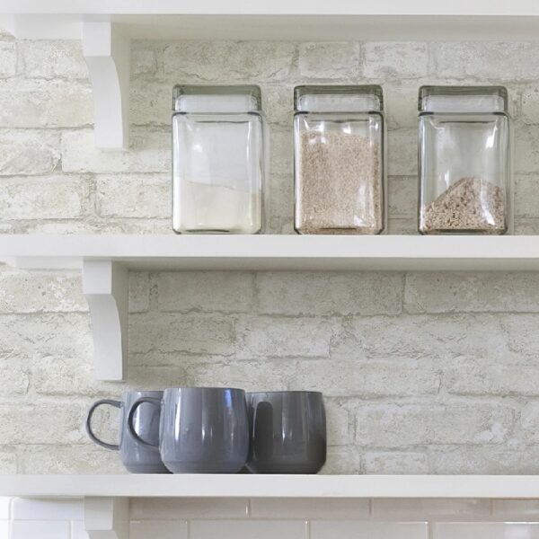 White Portsmouth Brick Vinyl Peel and Stick Wallpaper, 20.8 in x 18 ft, 31.2 Sq. ft.