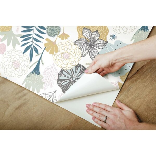 RoomMates Perennial Pink Floral Peel and Stick Wallpaper, 20.5 inches x 18 feet, 1 roll,