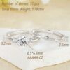 1 Carat Wedding Ring Sets Infinity Band Princess Sterling Silver Rings for Women CZ Size 7