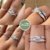 1 Carat Wedding Ring Sets Infinity Band Princess Sterling Silver Rings for Women CZ Size 7