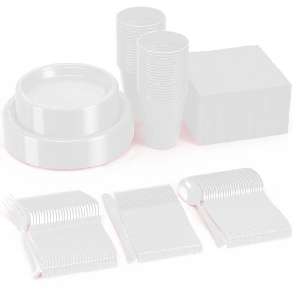 Exquisite 350 Piece Easter Plastic Disposable Party Plates & Dinnerware Combo Set