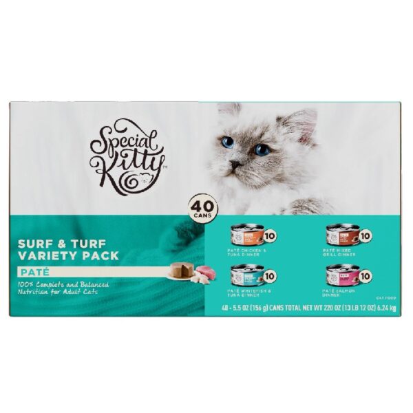 Special Kitty Surf & Turf Pate Wet Cat Food Variety Pack, 5.5 oz Cans (40 Pack)