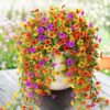 4PCS Artificial Flowers outdoor Spring Summer Decor Fake Hanging Plants UV Resistant Faux Plastic Greenery Hanging Flowers for Outside Gardens Porch Wall Home Indoor,ORANGE&YELLOW