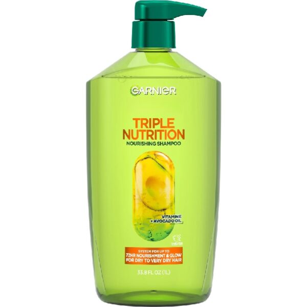 (4 pack) Garnier Triple Nutrition Nourishing Shampoo with Vitamin E, 33.8 fl oz