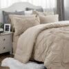 Dorm Bedding Twin Comforter Set - 5 Pieces Pintuck Bed in A Bag with Comforters, Sheets, Pillowcases & Shams