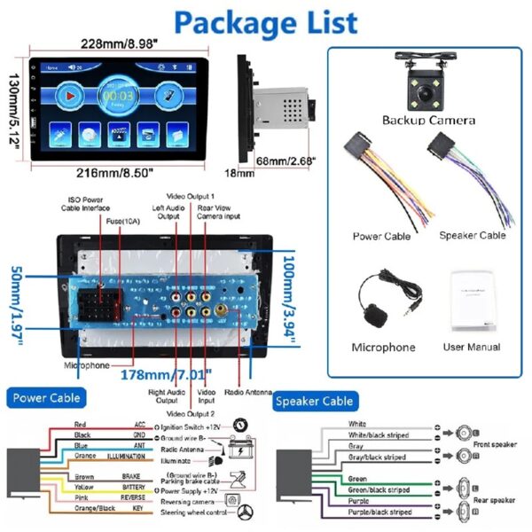 Single Din Car Stereo with Bluetooth 9 Inch HD Touch Screen Car Radio with Backup Camera + External Microphone + FM MP5 Player Car Audio Receivers Support Mirror Link SWC USB EQ Car Radio