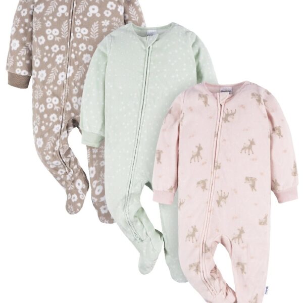 Baby and Toddler Neutral Microfleece Blanket Sleeper Pajamas, 3-Pack, Sizes 0/3M-5T