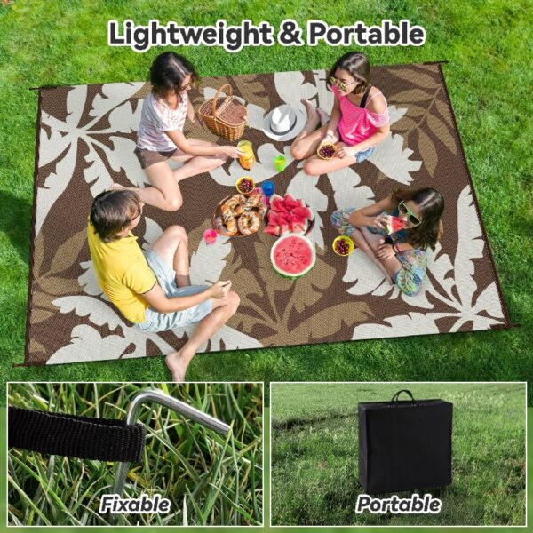 Outdoor Rug Carpet 5'x8' Waterproof Reversible Patio Rug Portable Indoor Outdoor Rug Plastic Straw Rug for Beach RV Camping Garden Picnic Deck Backyard Porch Decor Black