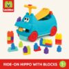 Ride-On Hippo with 26 Building Blocks and Storage, Baby and Toddler Toys