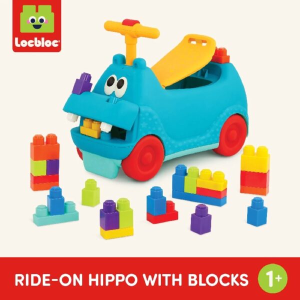 Ride-On Hippo with 26 Building Blocks and Storage, Baby and Toddler Toys