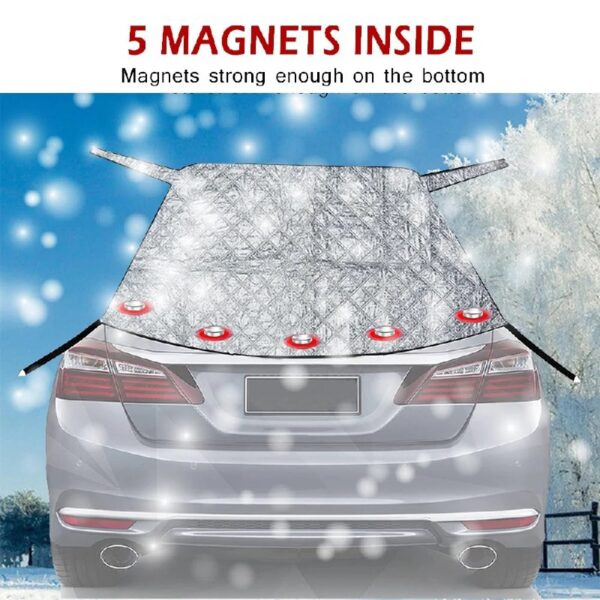 Front+Rear Car Snow Cover Windshield with Magnetic Edge, Winter Windscreen Cover Ice, Frost Snow and Wiper Protector for Car SUVs Vans Trucks and Sedan Stop Scraping