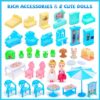 Doll House for Girls, 5-Story 19 Rooms Huge Dollhouse Playset with LED Lights, 2 Dolls, Furnitures, Accessories, DIY Pretend Play House Toys Gifts for Kids, Pink