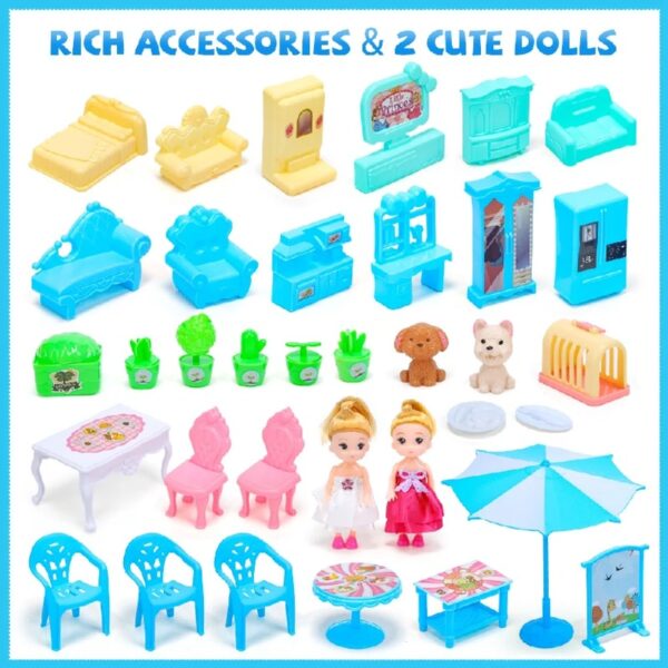Doll House for Girls, 5-Story 19 Rooms Huge Dollhouse Playset with LED Lights, 2 Dolls, Furnitures, Accessories, DIY Pretend Play House Toys Gifts for Kids, Pink