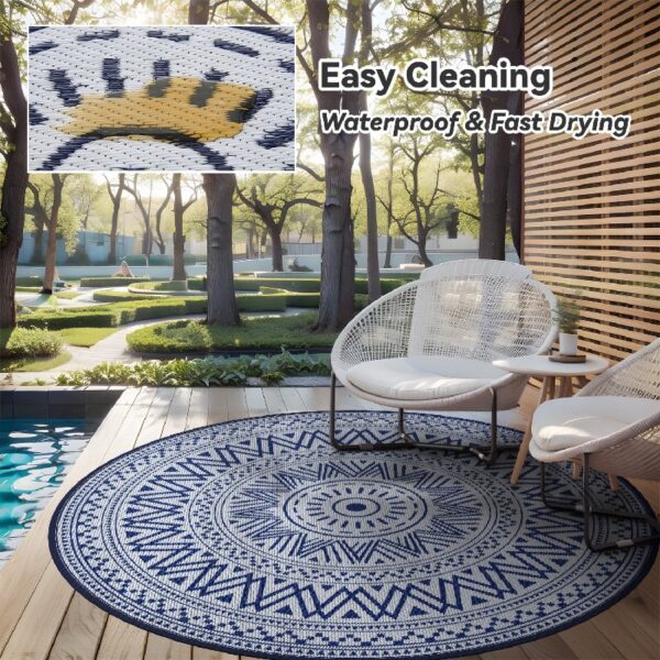 Outdoor Rug 6'x9' Waterproof Patio Rug Reversible Indoor Outdoor Rug Lightweight Plastic Straw Rug for RV Camping Deck Balcony Boho Porch Decor Dark Grey and White
