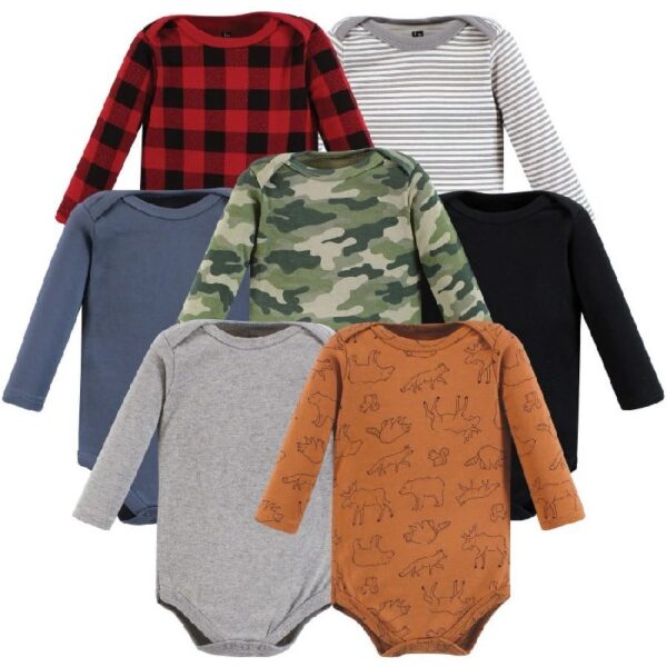Cotton Long-Sleeve Bodysuits, 7-Pack, Preemie-24 Months