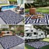 6'x 9' Outdoor Rug Plastic Waterproof Outside Foldable Mat UV Resistant Patio RV Deck Carpet,Black Brown
