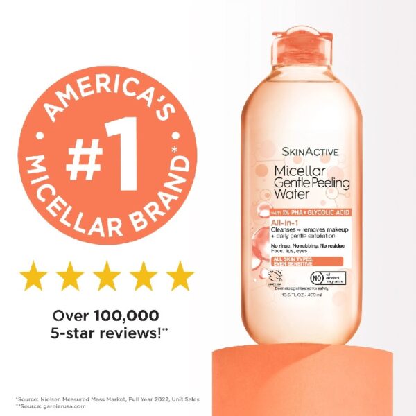 (3 pack) SkinActive Micellar Gentle Peeling Water Facial Cleanser, 13.5 fl oz