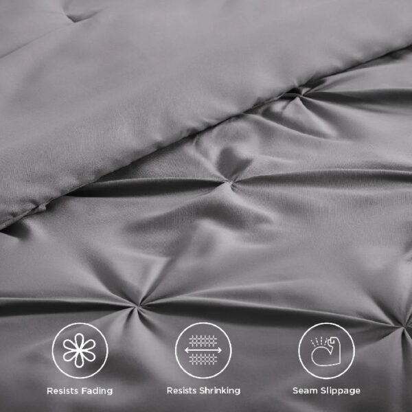 Dorm Bedding Twin Comforter Set - 5 Pieces Pintuck Bed in A Bag with Comforters, Sheets, Pillowcases & Shams
