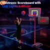 2-in-1 Kid Basketball Hoop with LED Lights & Scoreboard & 3 Balls, Toddler Basketball Hoop Adjustable Height 5.1ft-6.2ft, Basketball Toy Gifts for Boys & Girls