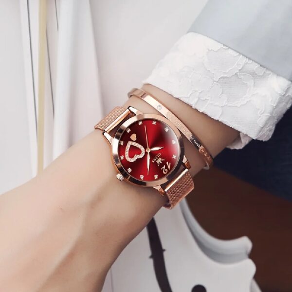 Women Watch Fashion Rose Gold Diamond Analog Quartz Female Watch for Women Luxury Dress Ladies Stainless Steel Luminous Waterproof Date Wrist Watches Green Dial