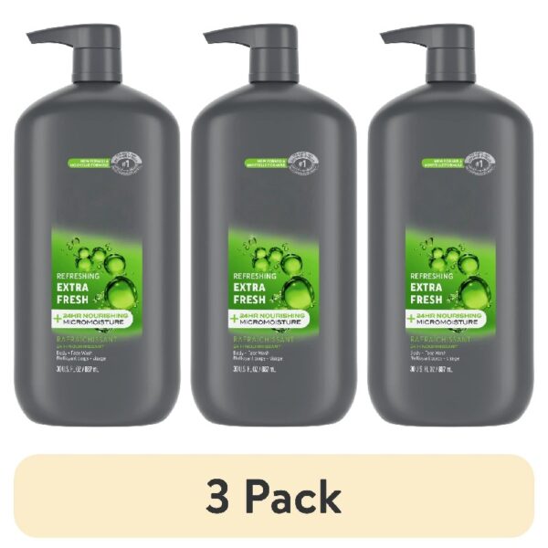 (3 pack) Extra Fresh Refreshing Hydrating Face and Body Wash, 30 fl oz