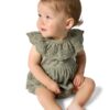 By Gerber Baby Girl Bubble Romper with Flutter Sleeves, Sizes 0/3 Months - 24 Months