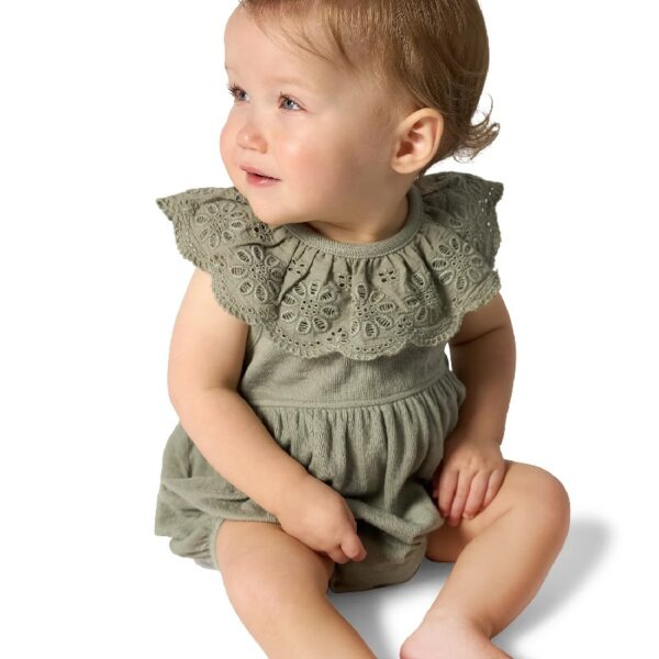 By Gerber Baby Girl Bubble Romper with Flutter Sleeves, Sizes 0/3 Months - 24 Months