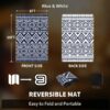 Outdoor Rug Carpet 6'x9' Waterproof Reversible Patio Rug Portable Modern Abstract Indoor Outdoor Rug Plastic Straw Rug for RV Camping Garden Picnic Deck Backyard Porch Decor Gray and White