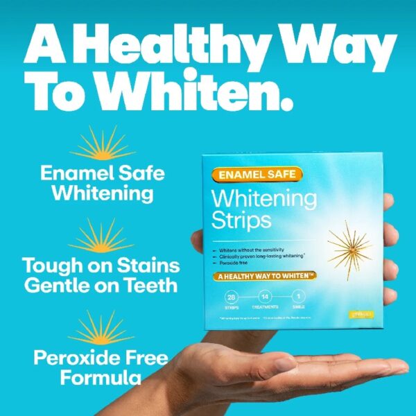 Enamel-Safe & Peroxide-Free Teeth Whitening Strips, Dentist Formulated, 14-Pack