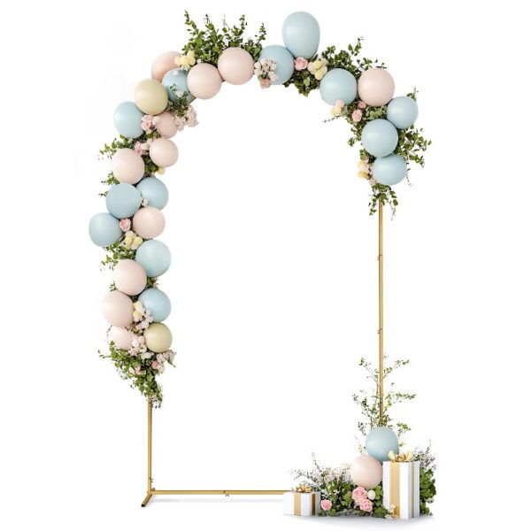 Skypatio 7.2ft Wedding Arch for Ceremony, Golden Balloon Stand, Metal Arch Backdrop for Decor