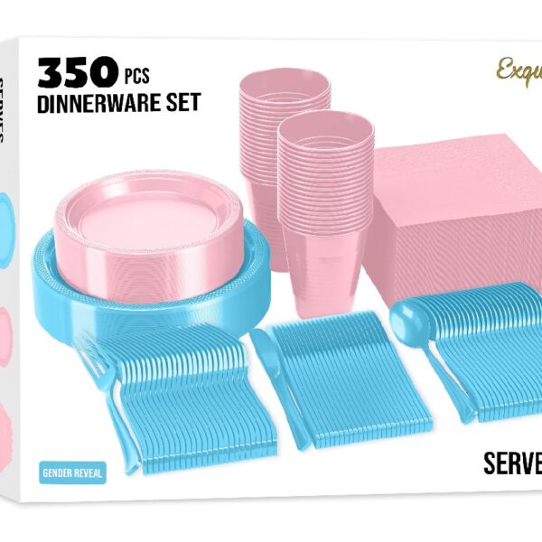 Exquisite 350 Piece Easter Plastic Disposable Party Plates & Dinnerware Combo Set