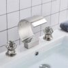 Widespread Bathroom Basin Faucet Crystal Handle Sink Mixer Tap Chrome Finish
