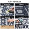 Outdoor Rug 6'x9' Waterproof Reversible Patio Rug Boho Geometric Indoor Outdoor Rugs Lightweight Plastic Straw Ourdoor Carpet for RV Camping Deck Balcony Modern Porch Decor Black and White