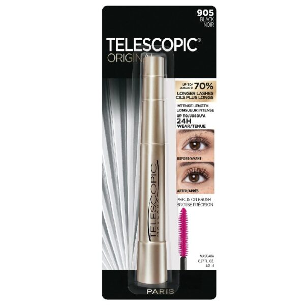 (2 pack) Telescopic Original Washable Intense Lengthening Mascara, Black, 0.27 fl. oz.