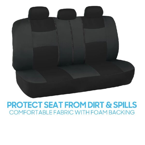 PolyPro Car Seat Covers Full Set in Charcoal on Black – Front and Rear Split Bench for Cars, Easy to Install Cover Set, Accessories Auto Trucks Van SUV