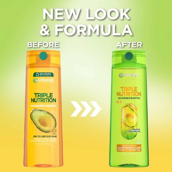(4 pack) Garnier Triple Nutrition Nourishing Shampoo with Vitamin E, 33.8 fl oz
