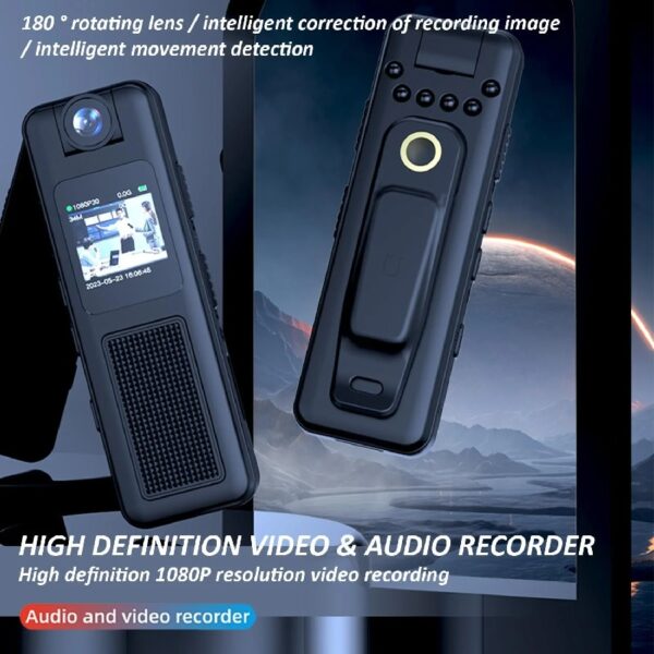 Mini Body Camera with Audio & Video Recording -1080p 64GB Camcorders -180° Rotatable Lens, with Night Vision, Loop Recording Worn Cams - for Personal Travel, Walking, Law Enforcement Outdoor