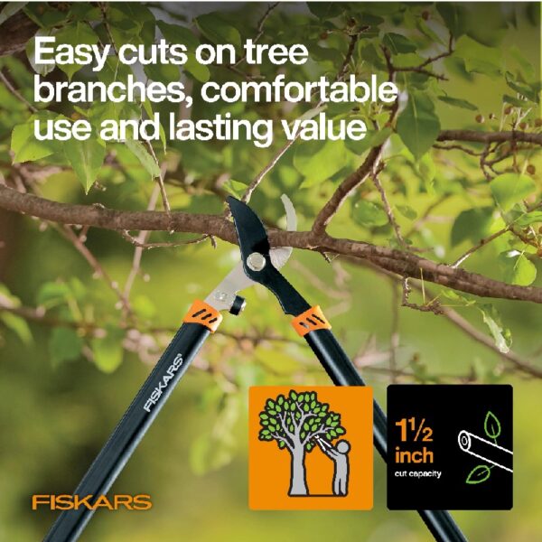 Lopper and Pruner Garden Tool 3-Piece Set with Stainless Steel Blades, Black and Orange