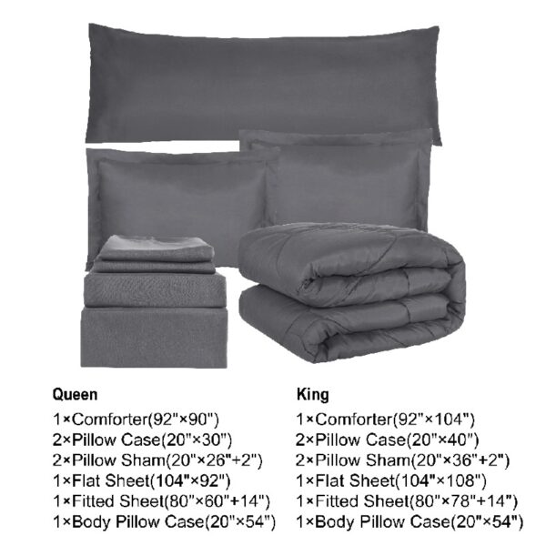 8 PCS Modern Comforter Set with Sheets All Season Bed in a Bag, Black, Queen Size