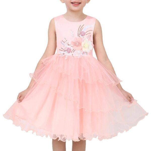 Flower Girls Dress Blue Belted Wedding Party Bridesmaid 12