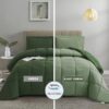 Light Weight Down Alternative Comforter Set, Queen, Green, Reversible